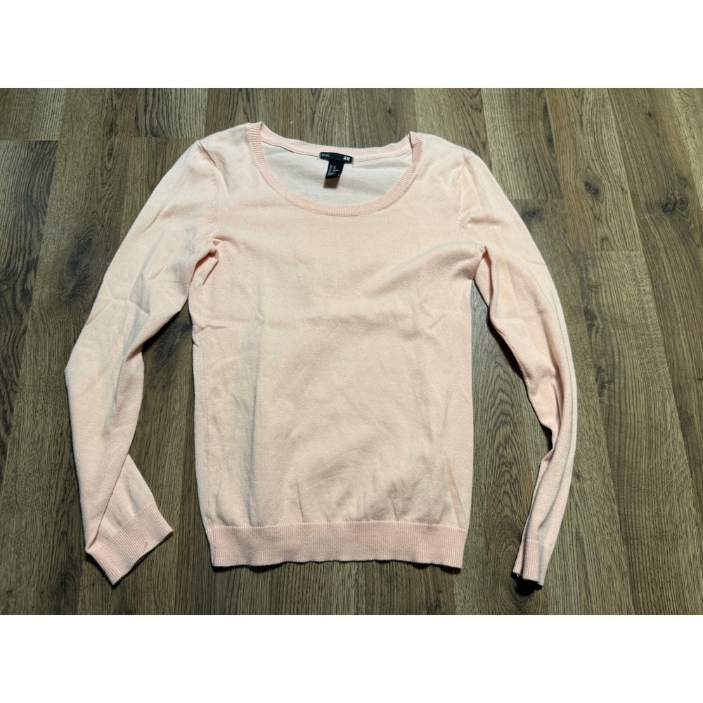 H&M Shirt Women's Size XS Pink Long Sleeve Shirt Scoop Neck Casual